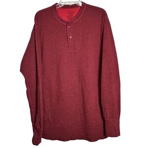 L.L.Bean Traditional Fit Men XL Long Sleeve Henley Red Heather Cotton Wool Blend